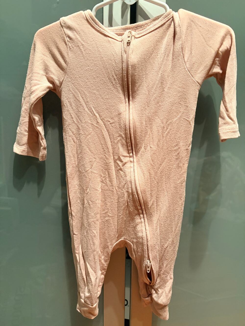 Cloud Island Baby Girl 3-6M Blush Pink Ribbed Zip Footed Sleeper